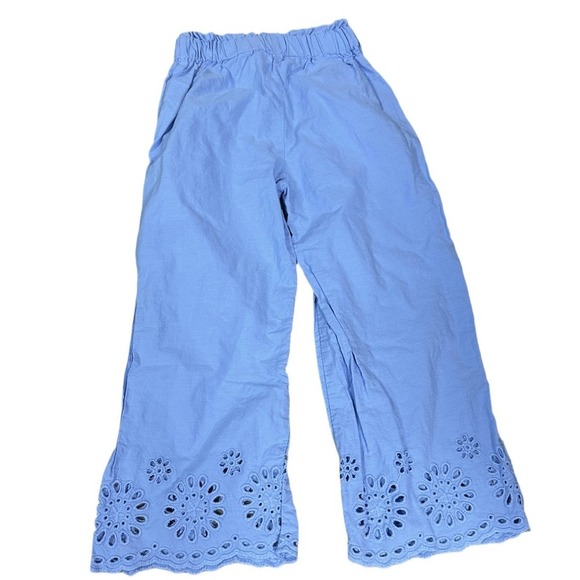 Zara Girls Floral Capri Eyelet Pants Size 6 Little Kids Powder Blue NWOT - Picture 3 of 5